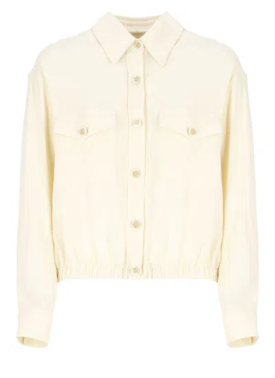 Fabiana Filippi Bomber Jacket With Front Pockets And Diamond Thread In Yellow
