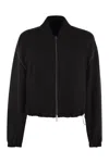 Fabiana Filippi Bomber Jacket With Knitted Collar In Black