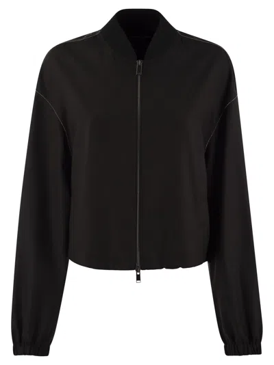 Fabiana Filippi Women's Bomber Jacket With Knitted Collar In Black