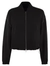 Fabiana Filippi Bomber Jacket With Knitted Collar In Black