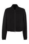Fabiana Filippi Bomber Jacket With Knitted Collar In Black