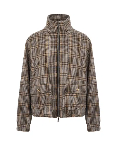 Fabiana Filippi Bomber Jersey Check In Brown