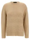 Fabiana Filippi Textured Knit Camel Sweater With Ribbed Edges In Brown