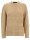Fabiana Filippi Textured Knit Camel Sweater With Ribbed Edges In Brown