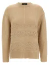 Fabiana Filippi Crew Neck Knit Sweater With Textured Insert In Brown