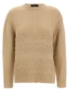 Fabiana Filippi Textured Knit Camel Sweater With Ribbed Edges In Brown
