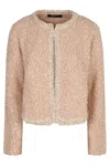 Shop Fabiana Filippi Boucle Knit Coat In Pink