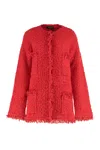 Fabiana Filippi Long Jacket With Boucle Effect In Red