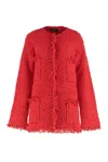 Fabiana Filippi Long Jacket With Boucle Effect In Red