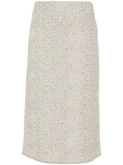 Fabiana Filippi Bouclé Midi Skirt In Grey