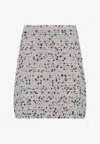 Fabiana Filippi Beige Frayed-knot Donegal Tweed Mini Skirt In Gray