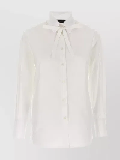 Fabiana Filippi Bow Detail Lace Shirt With Long Sleeves In Neutral