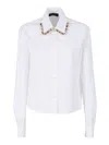 Fabiana Filippi Boxy Poplin Shirt With Stone Embellished Collar In White