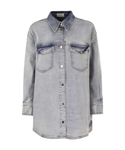 Fabiana Filippi Boyfriend Shirt In Distressed Denim In Blue