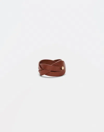 Fabiana Filippi Braided Leather Bracelet In Tan