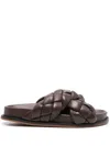 Fabiana Filippi Braided Leather Flat Sandals In Brown