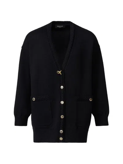 Fabiana Filippi Braided-trim Button-up Cardigan In Black