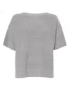 Fabiana Filippi Brilliant Cotton Boatneck Sweater In Grey