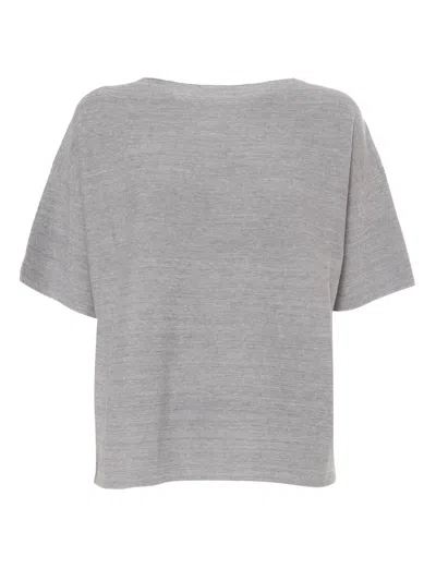 Fabiana Filippi Brilliant Cotton Boatneck Sweater In Grey