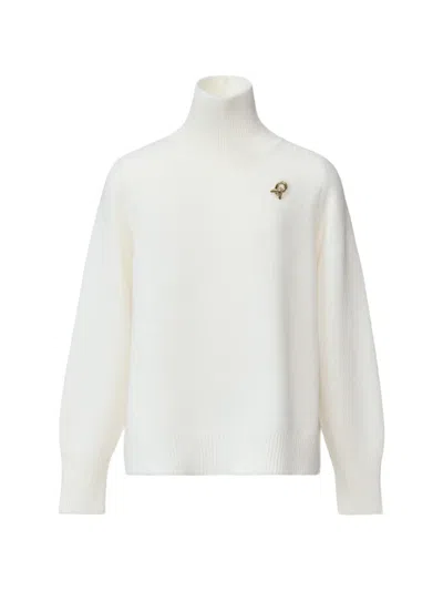 Fabiana Filippi Brooch-detail Roll-neck Sweater In White