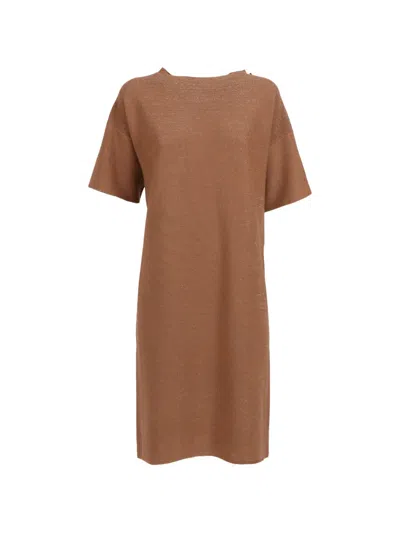 Fabiana Filippi Abito In Lana Cotone Punto Links Lurex Color Vimini In Multi