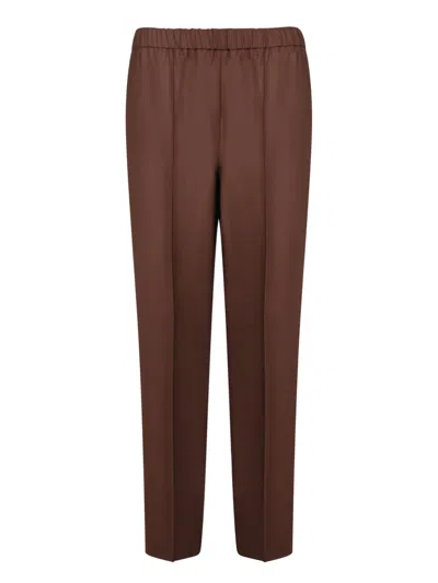 Fabiana Filippi Elastic-waist Side-seam Trousers In Brown
