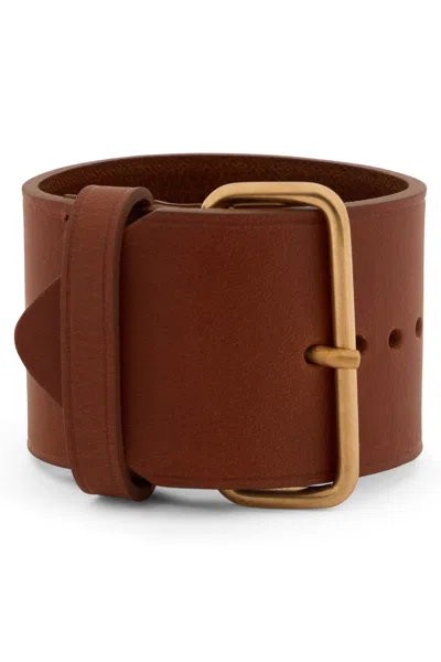 Fabiana Filippi Brown Leather Bracelet With Elegant Buckle. In Neutral