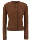 Fabiana Filippi Sequin Crochet Knit Cardigan In Brown
