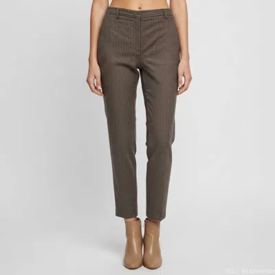 Pre-owned Fabiana Filippi Brown Striped Wool Blend Straight Leg Trousers S