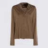 Fabiana Filippi Long Sleeve Cowl Neck Top Design In Brown