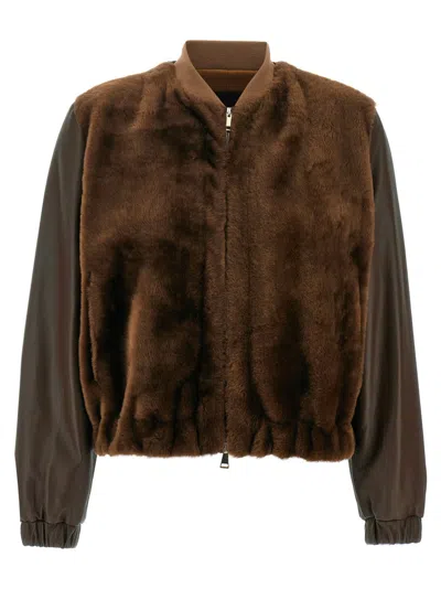 FABIANA FILIPPI BROWN WAISTCOAT BOMBER JACKET