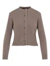 Fabiana Filippi Wool Blend Crew Neck Jacket With Embellished Placket In Brown