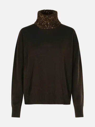 FABIANA FILIPPI BROWN WOOL BLEND TURTLENECK SWEATER