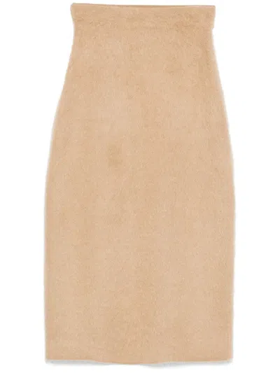 Fabiana Filippi Brushed Midi Skirt In Beige