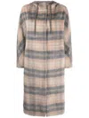 Fabiana Filippi Brushed Plaid-check Hooded Coat In Grey