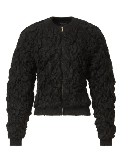 Fabiana Filippi Bubble-knit Zip-front Cardigan In Black