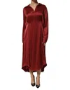 Fabiana Filippi Burgundy Acetate Viscose Satin Long Dress In Brown