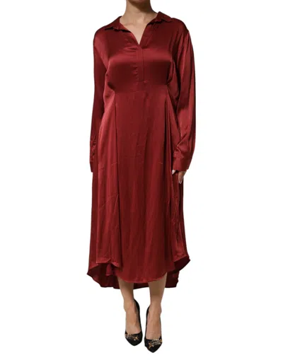 FABIANA FILIPPI FABIANA FILIPPI BURGUNDY ACETATE VISCOSE SATIN LONG WOMEN'S DRESS