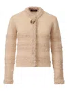 Fabiana Filippi Striped Knit Wool Jacket With Button Detail In Neutral