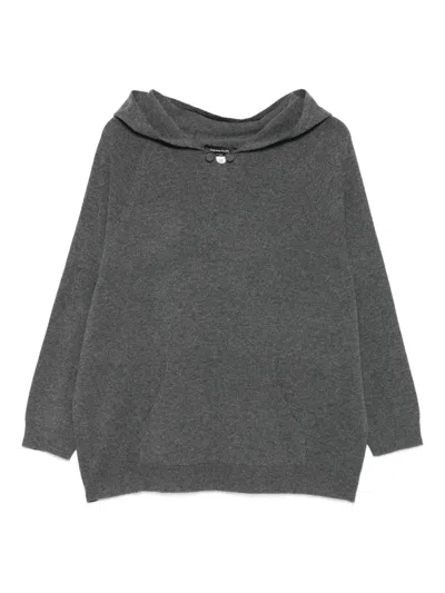 Fabiana Filippi Button-detail Hooded Knitted Top In Gray