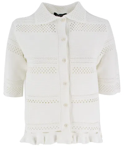 Fabiana Filippi Button-detail Knit Sweater With Ruffled Hem