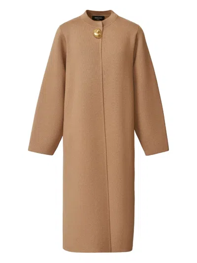 Fabiana Filippi Virgin Merino Wool Long Cardigan In Brown