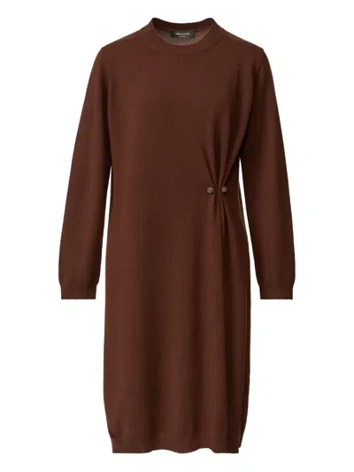 Fabiana Filippi Button-detail Side-twist Dress In Brown