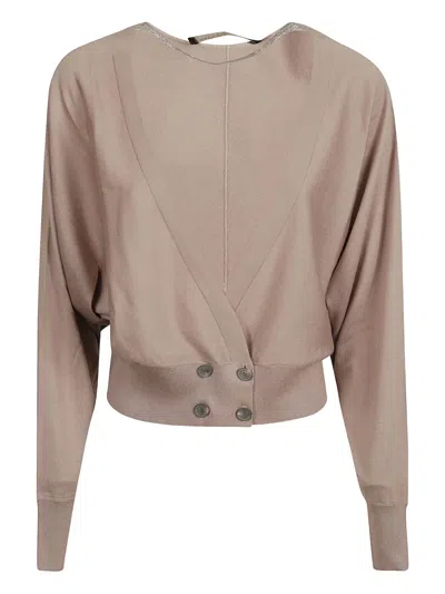 Fabiana Filippi Button-detail V-neck Cardigan In Brown