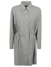 Fabiana Filippi Button-down Shirt Dress With Belted Waist In Gray