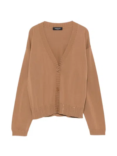 Fabiana Filippi Button Embellished Cardigan In Brown