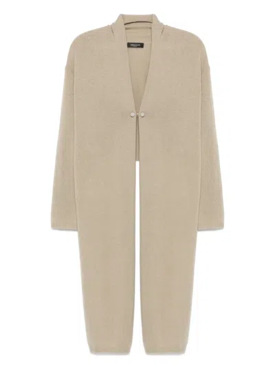 Fabiana Filippi Button-fastening Cashmere Cardicoat In Gray