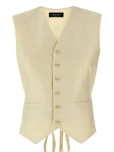 Fabiana Filippi Silk Vest With Adjustable Tie Back In White