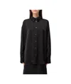 Fabiana Filippi Drop-shoulder Satin Elongated Shirt In Black
