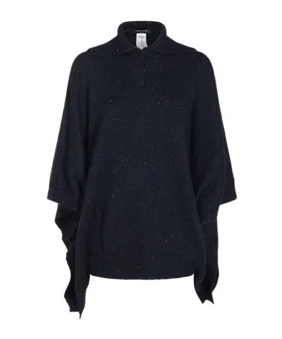 Fabiana Filippi Buttoned Collar Cape In Blue